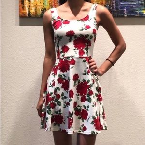 Red and White Floral Summer Dress